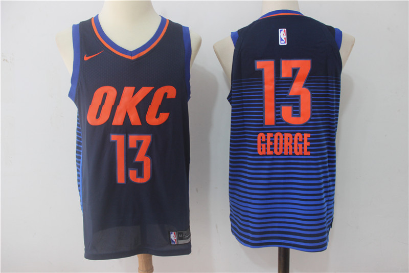 Men Oklahoma City Thunder #13 George Blue OKC NBA Jerseys